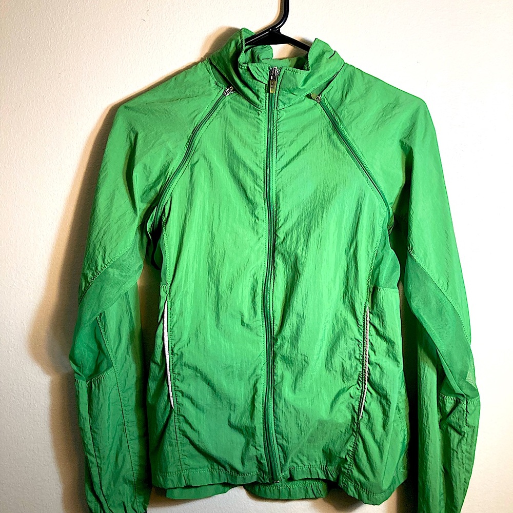 Champion Lime Green Windbreaker jacket with detachable sleeves, size small